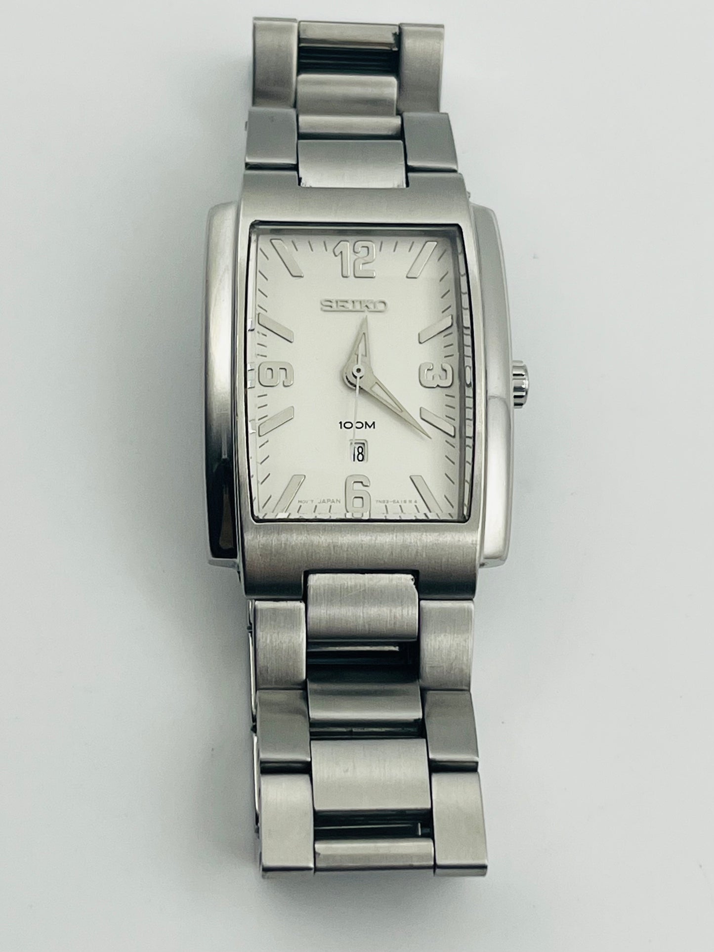 Seiko 1999 silver tone, tank style watch