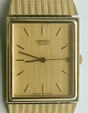 Seiko vintage gold tone square tank watch