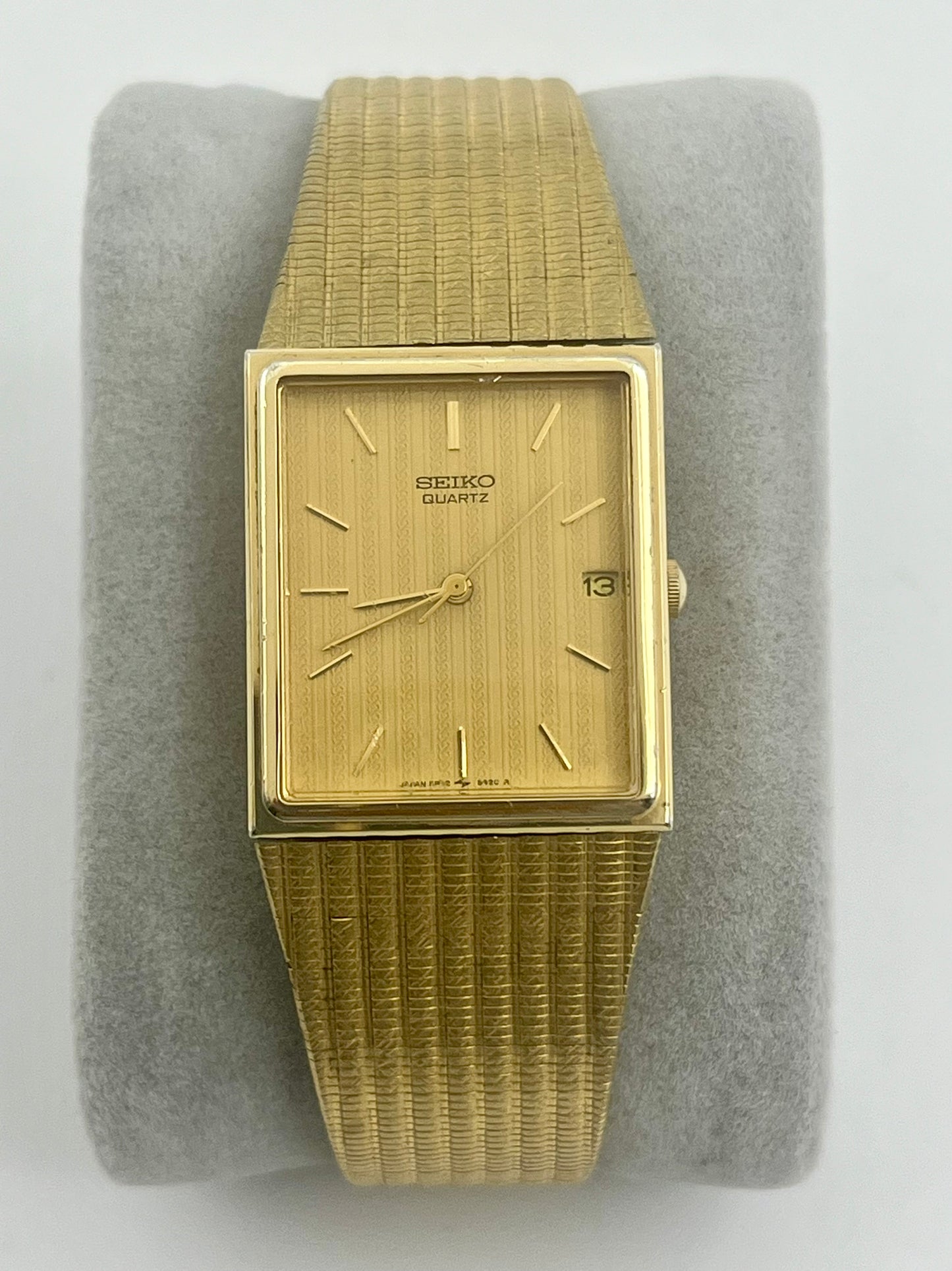 Seiko vintage gold tone square tank watch