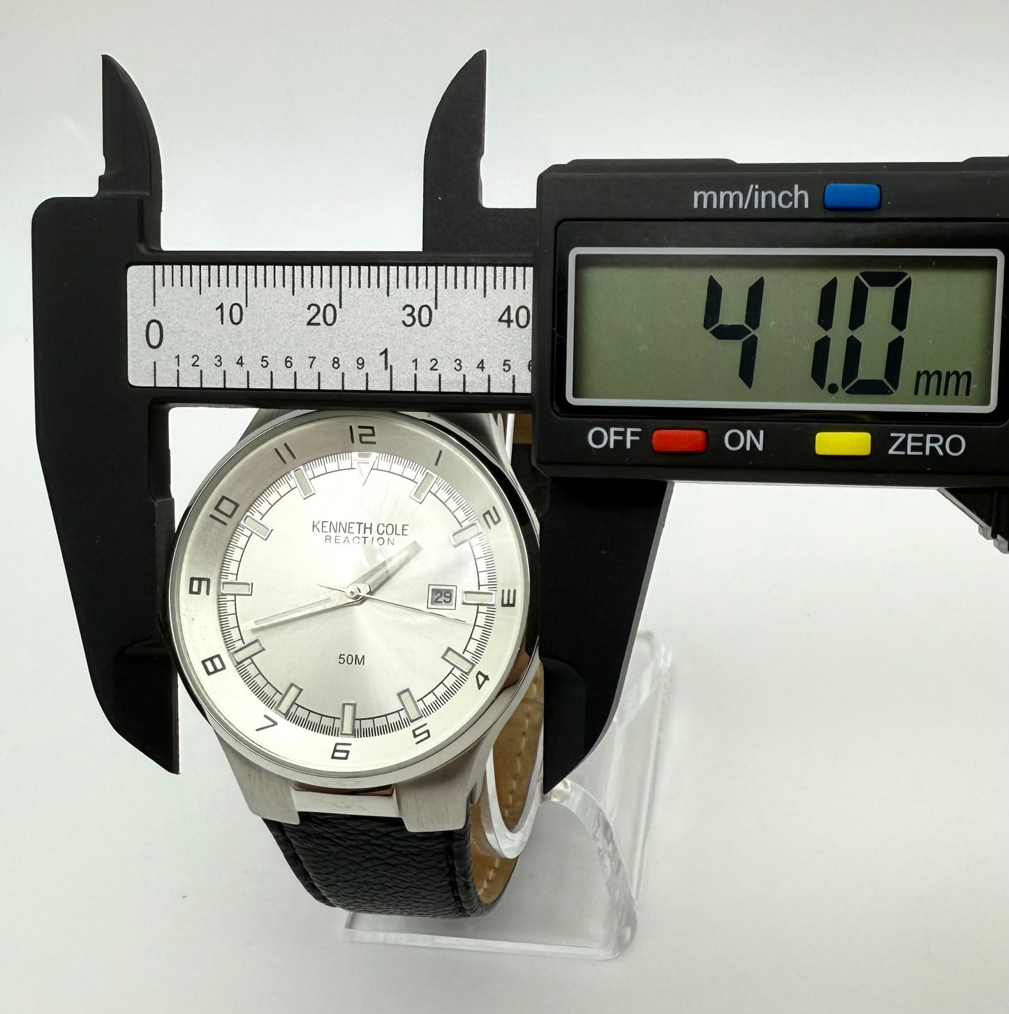 Kenneth Cole Reaction Watch, 41mm size case, 8.5in leather band