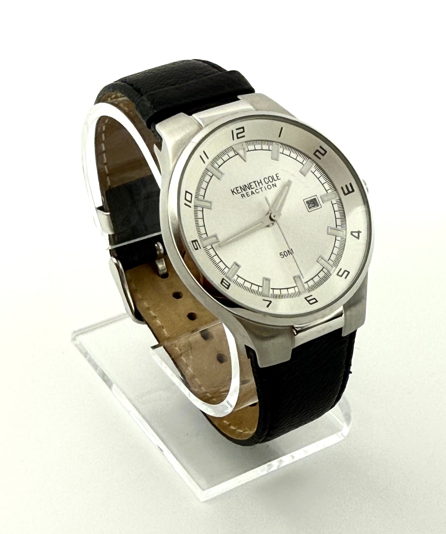 Kenneth Cole Reaction Watch, 41mm size case, 8.5in leather band