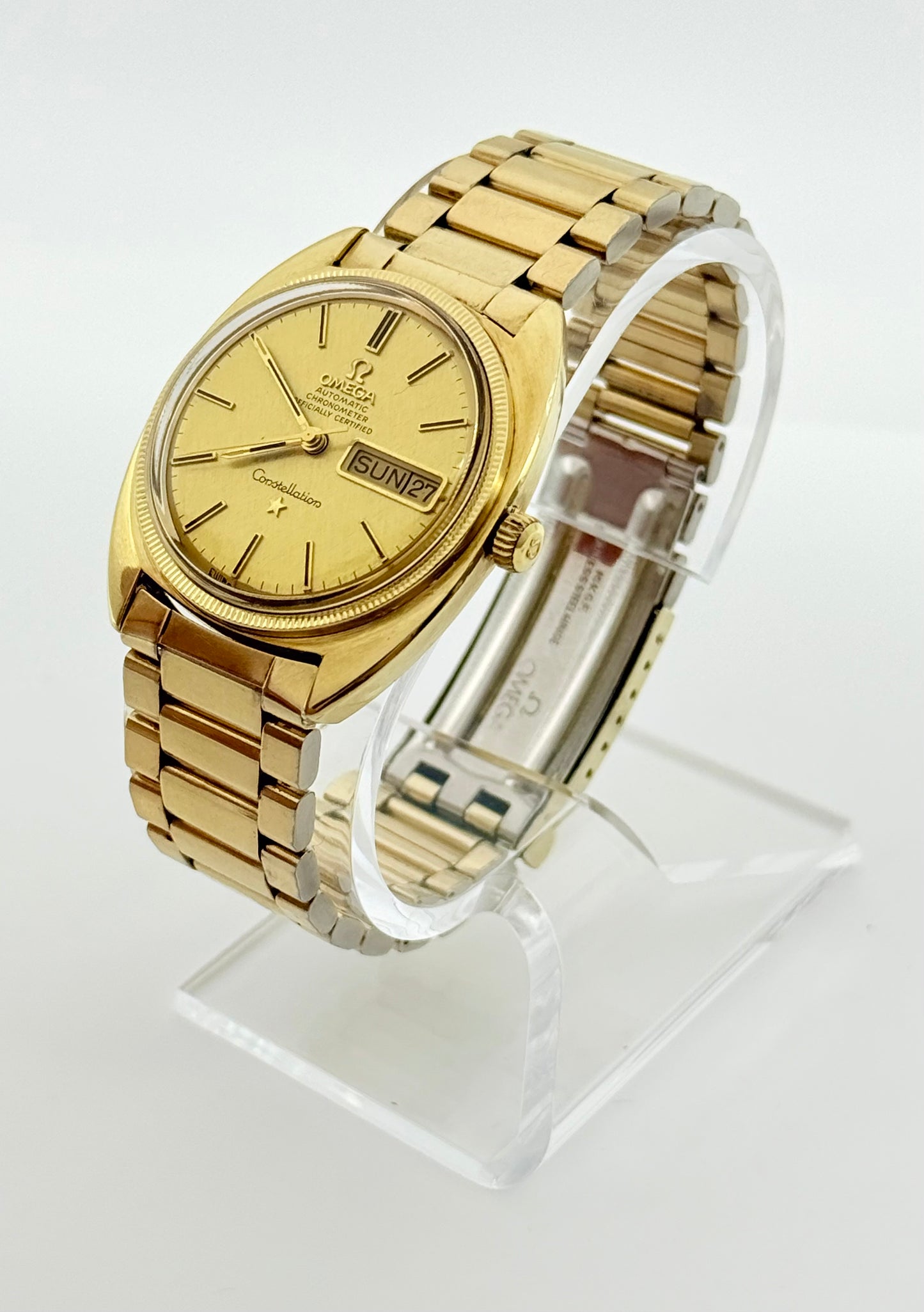 Vintage 1969 Omega Constellation Automatic Watch, 36mm size case and 7.5in size wrist bracelet