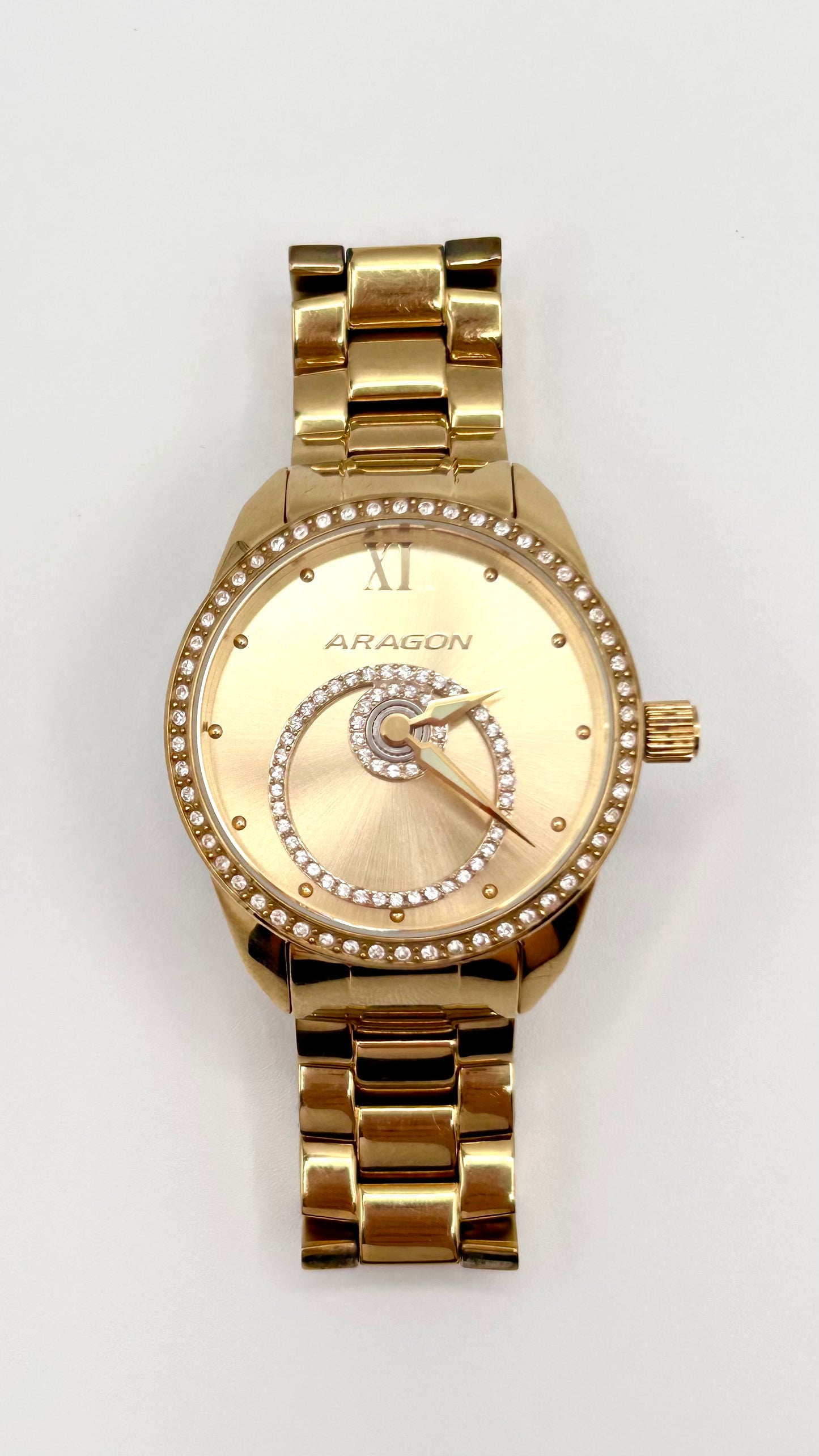 Aragon Starhalo Crystal Swarovski watch, 37mm size case, 6.5in size wrist bracelet