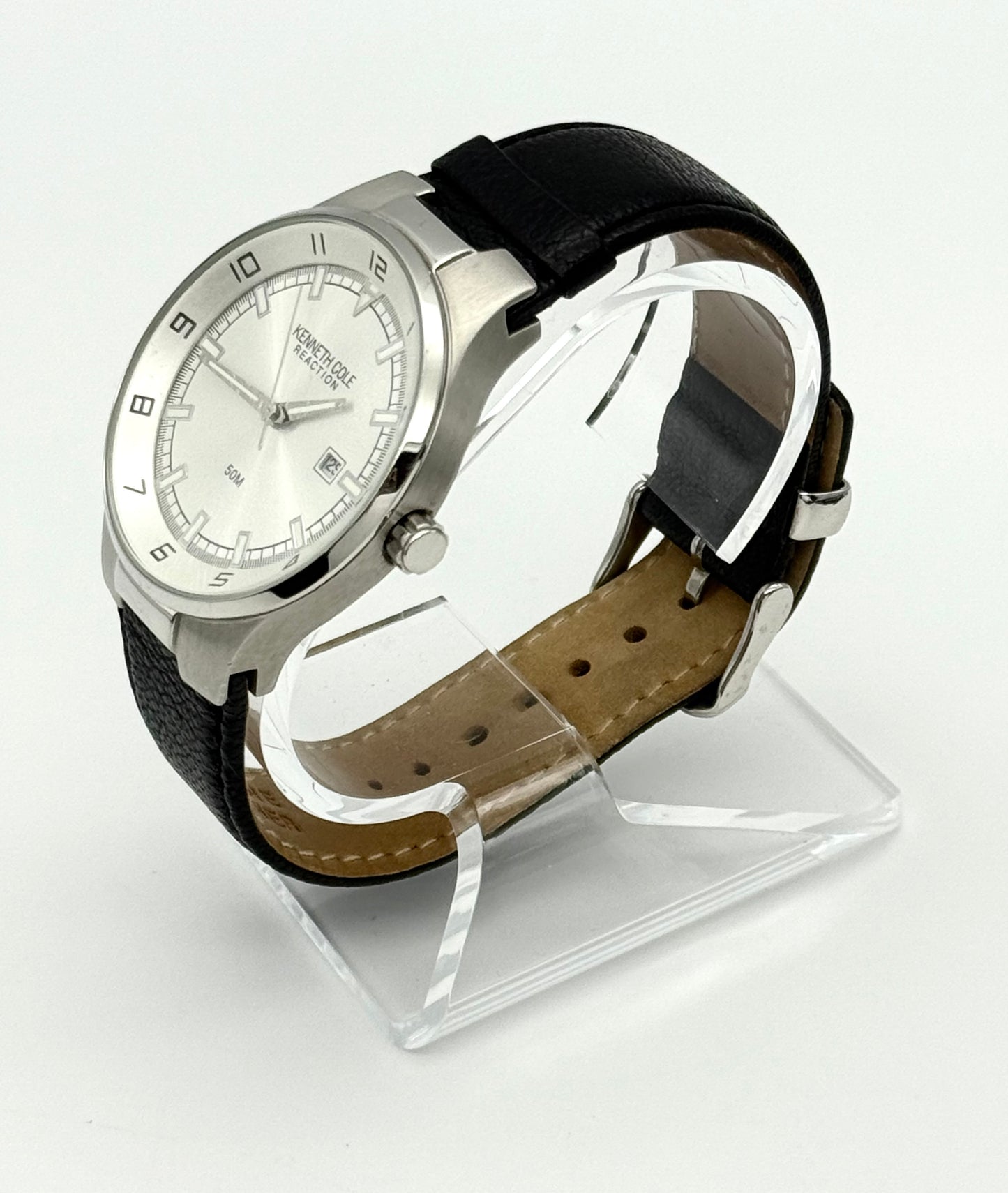 Kenneth Cole Reaction Watch, 41mm size case, 8.5in leather band