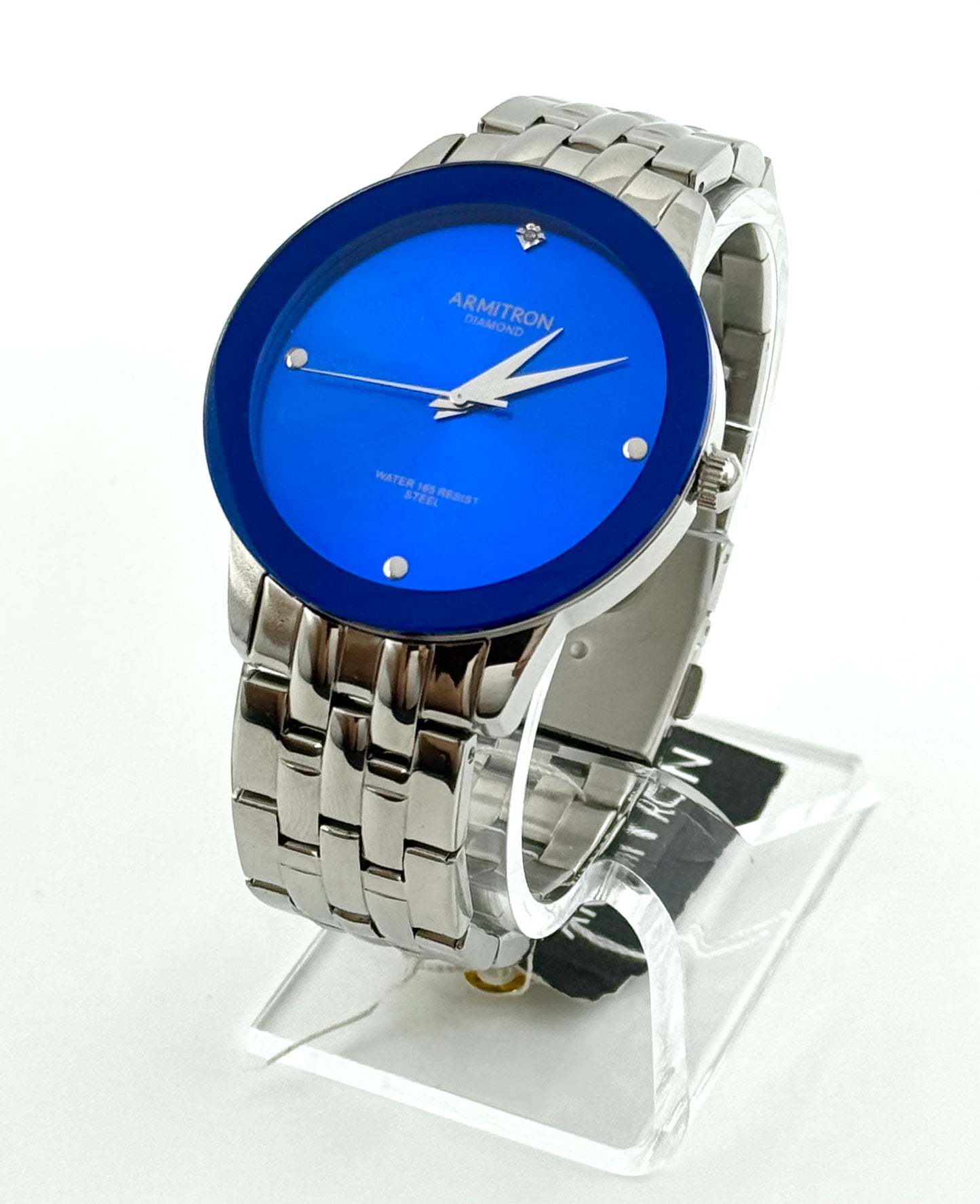 Armitron blue dial watch,42mm size case, 7in size wrist bracelet