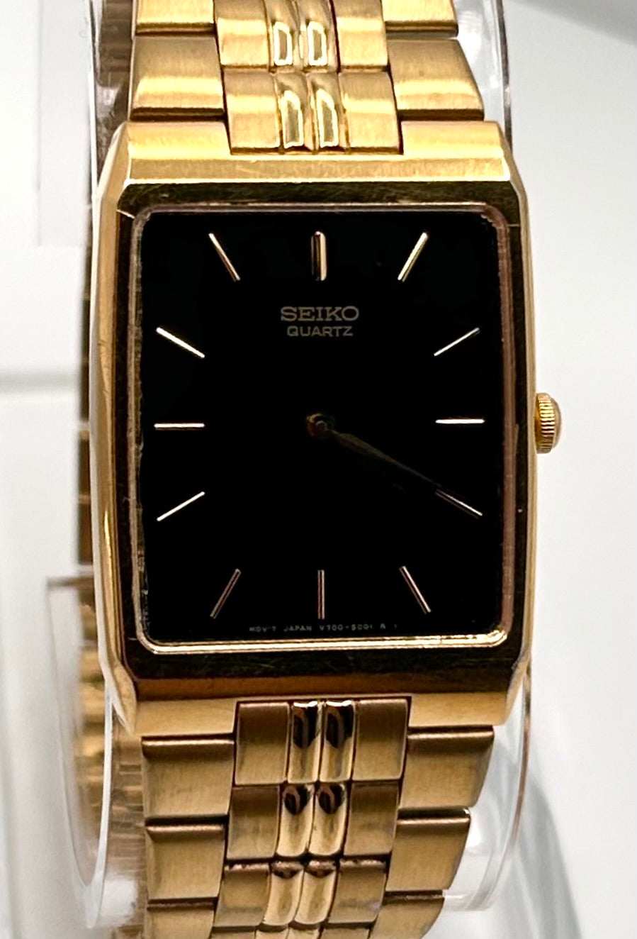 Vintage 1991 Seiko tank watch, 29mm size case, 8in size wrist bracelet