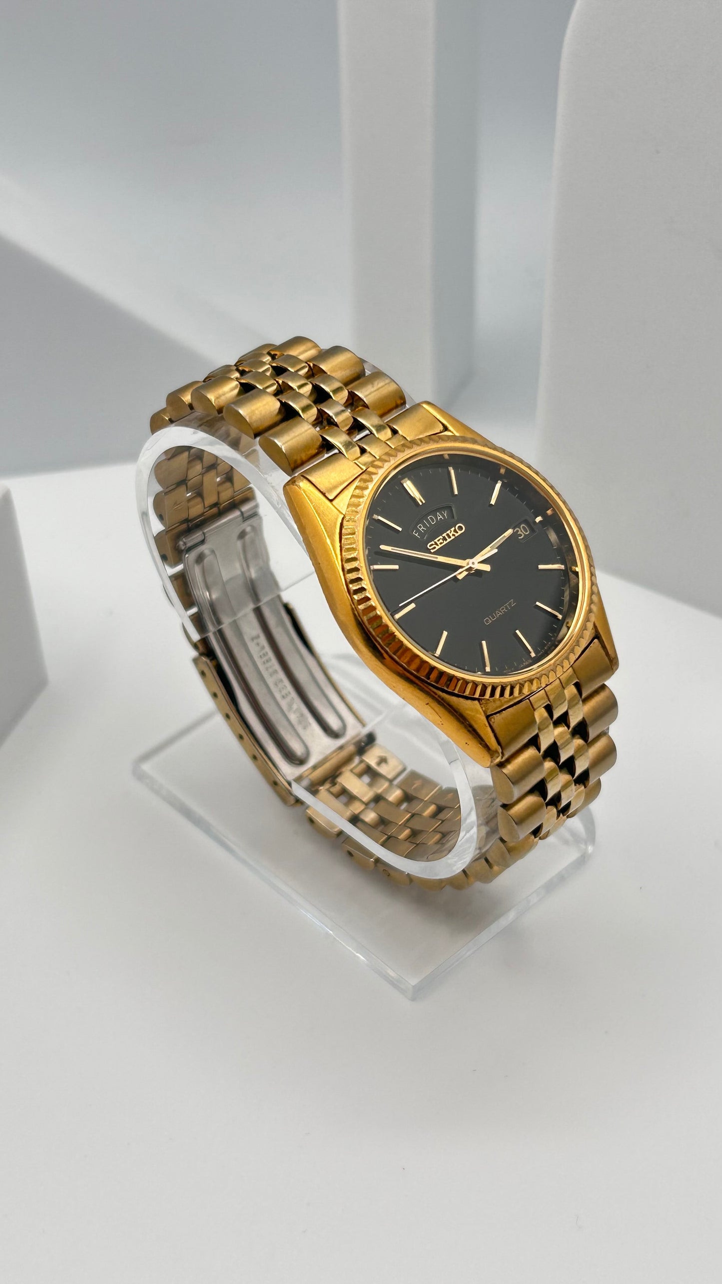 Vintage 1995 Seiko President watch, 35mm size case, 7.5in size wrist bracelet