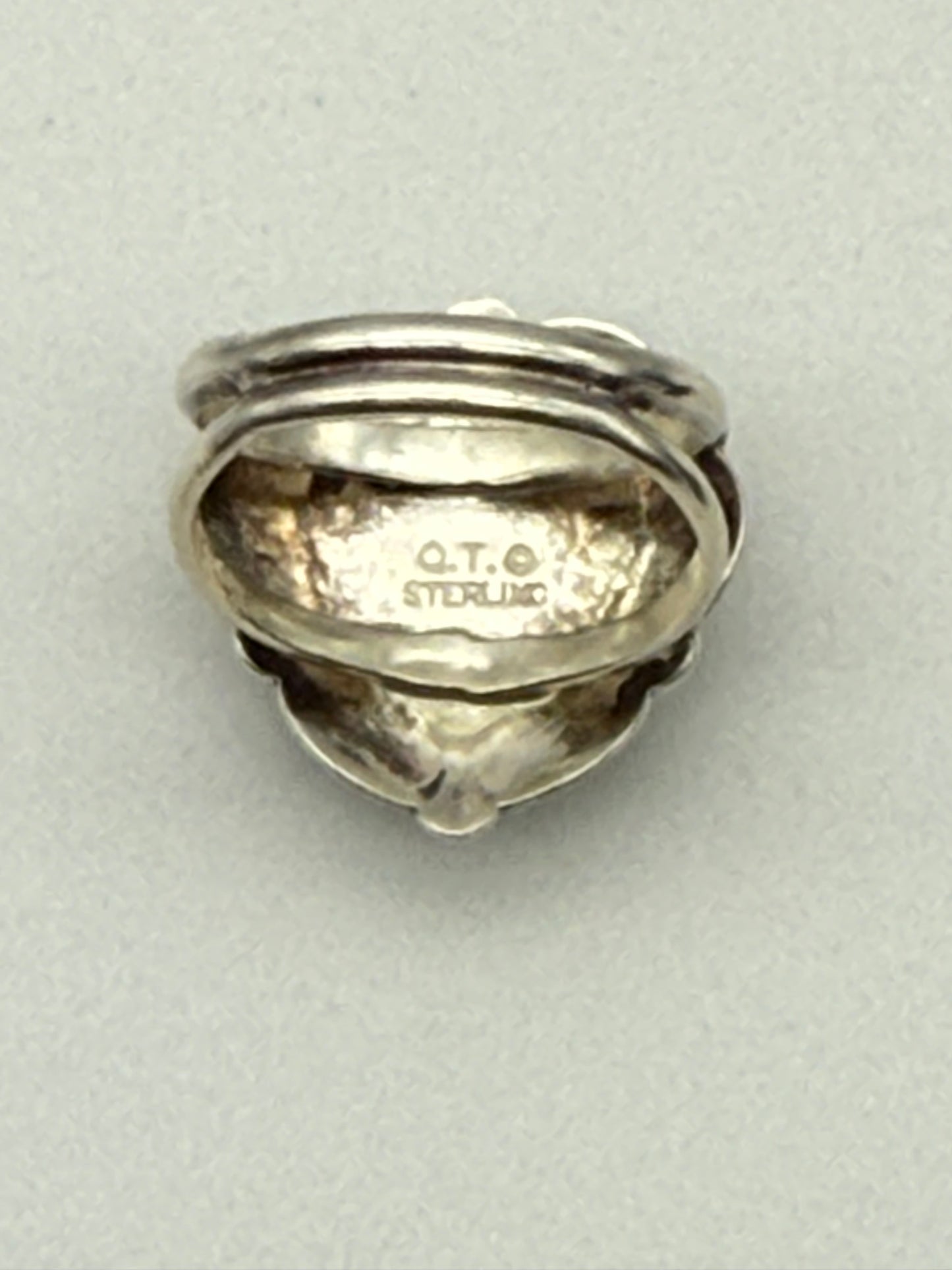 Vintage Q.T.O.  Native American Navajo Sterling Silver 925  Inlay Heart Ring