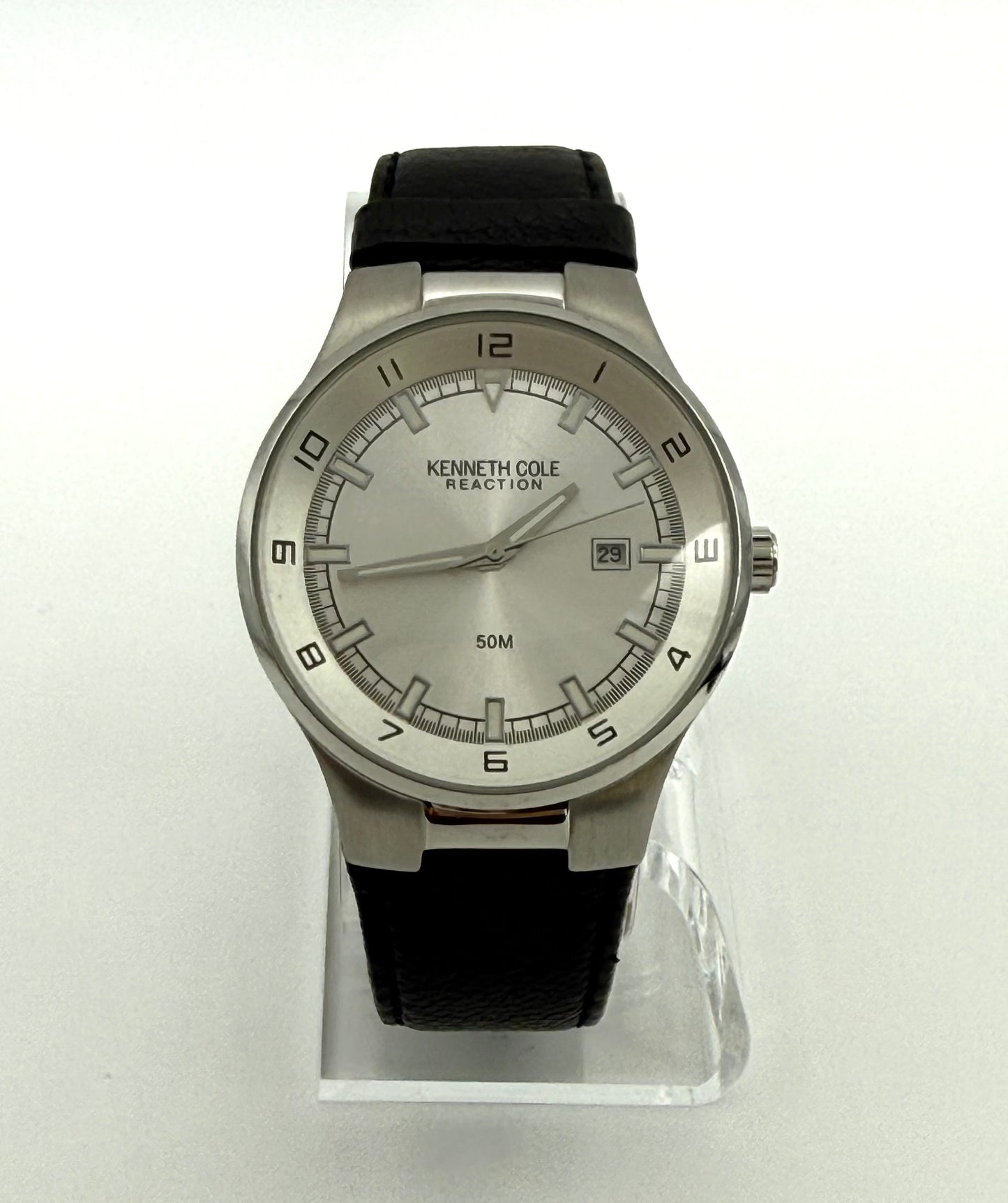 Kenneth Cole Reaction Watch, 41mm size case, 8.5in leather band