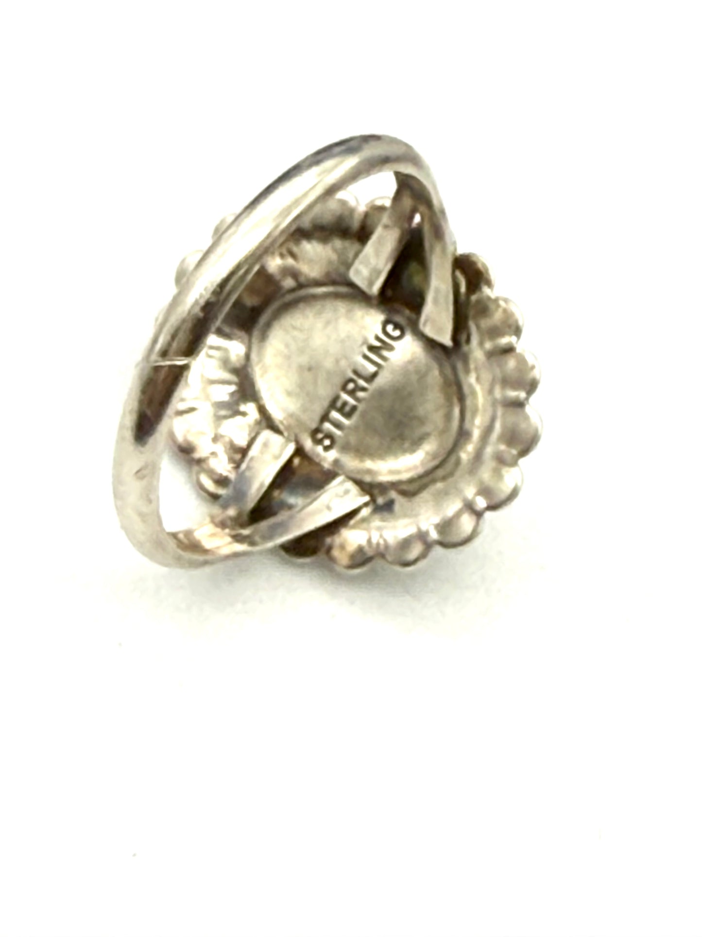 Vintage sterling silver ring American native Navajo inlay  size #5.5