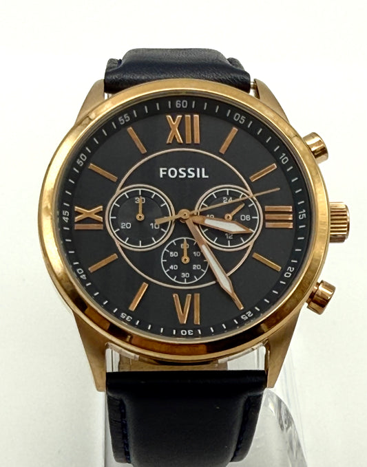 Fossil chronograph watch, 48mm size case, 8.5in size wrist band.