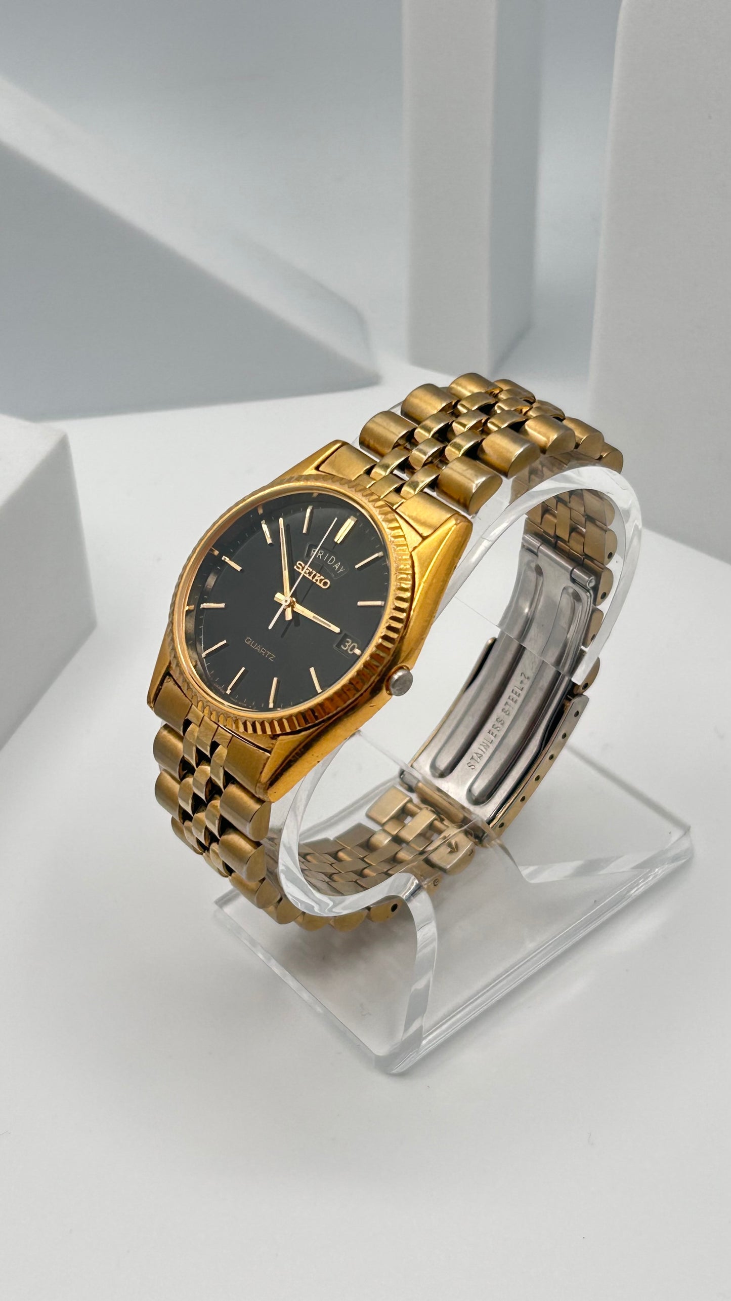 Vintage 1995 Seiko President watch, 35mm size case, 7.5in size wrist bracelet