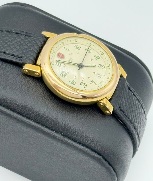 Swiss Army Delta, 28mm size case, 8in size wrist leather band