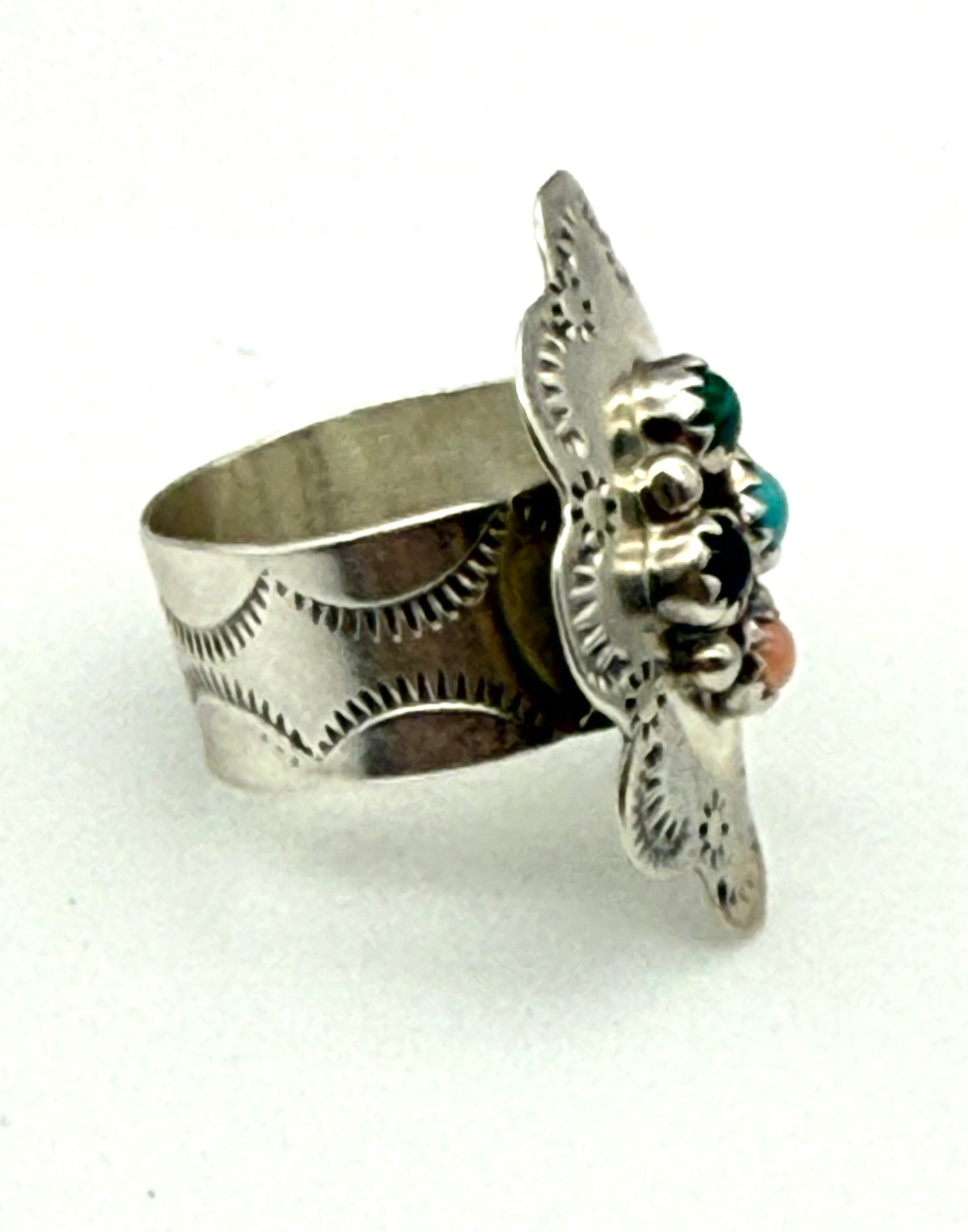 Vintage Sterling Silver American Native Navajo  S. SKEETS Ring Size #7