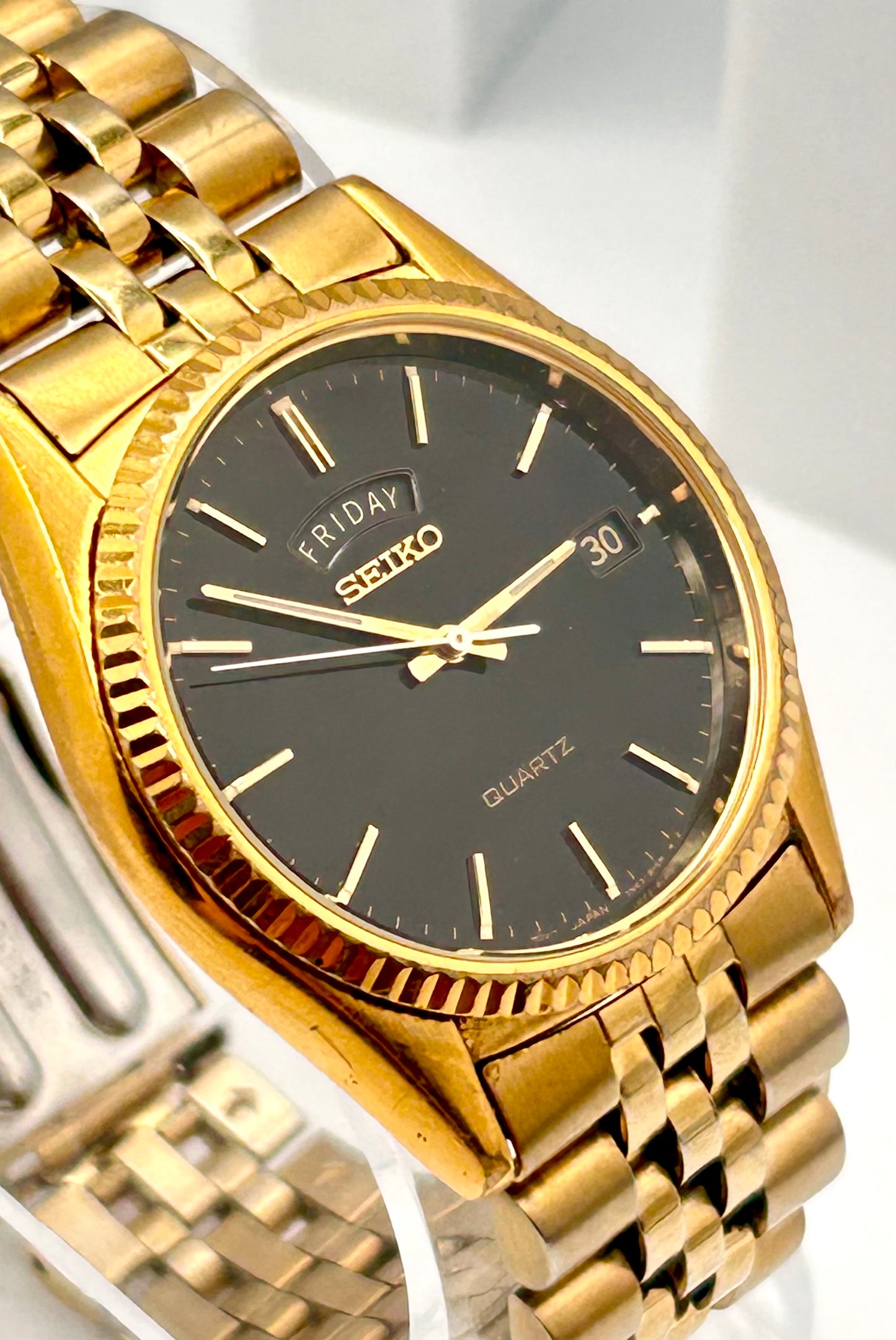 Vintage 1995 Seiko President watch, 35mm size case, 7.5in size wrist bracelet