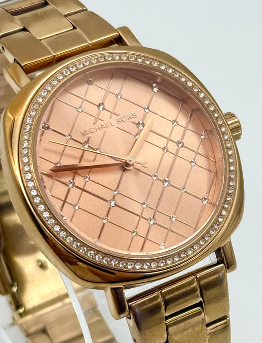 Michael Kors Nia watch, 37mm size case, 7.5in size wrist bracelet