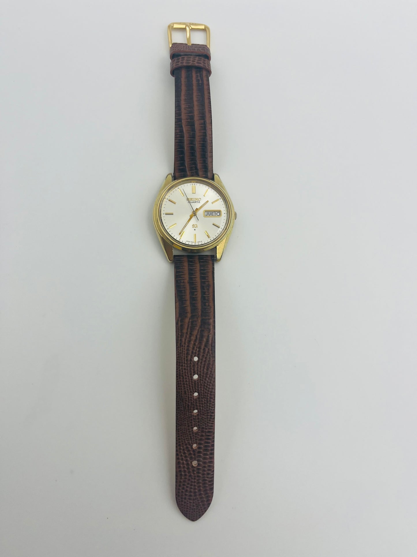 Vintage 1978 Seiko SQ 7446-8179 watch, size case 36mm, 8in leather band long