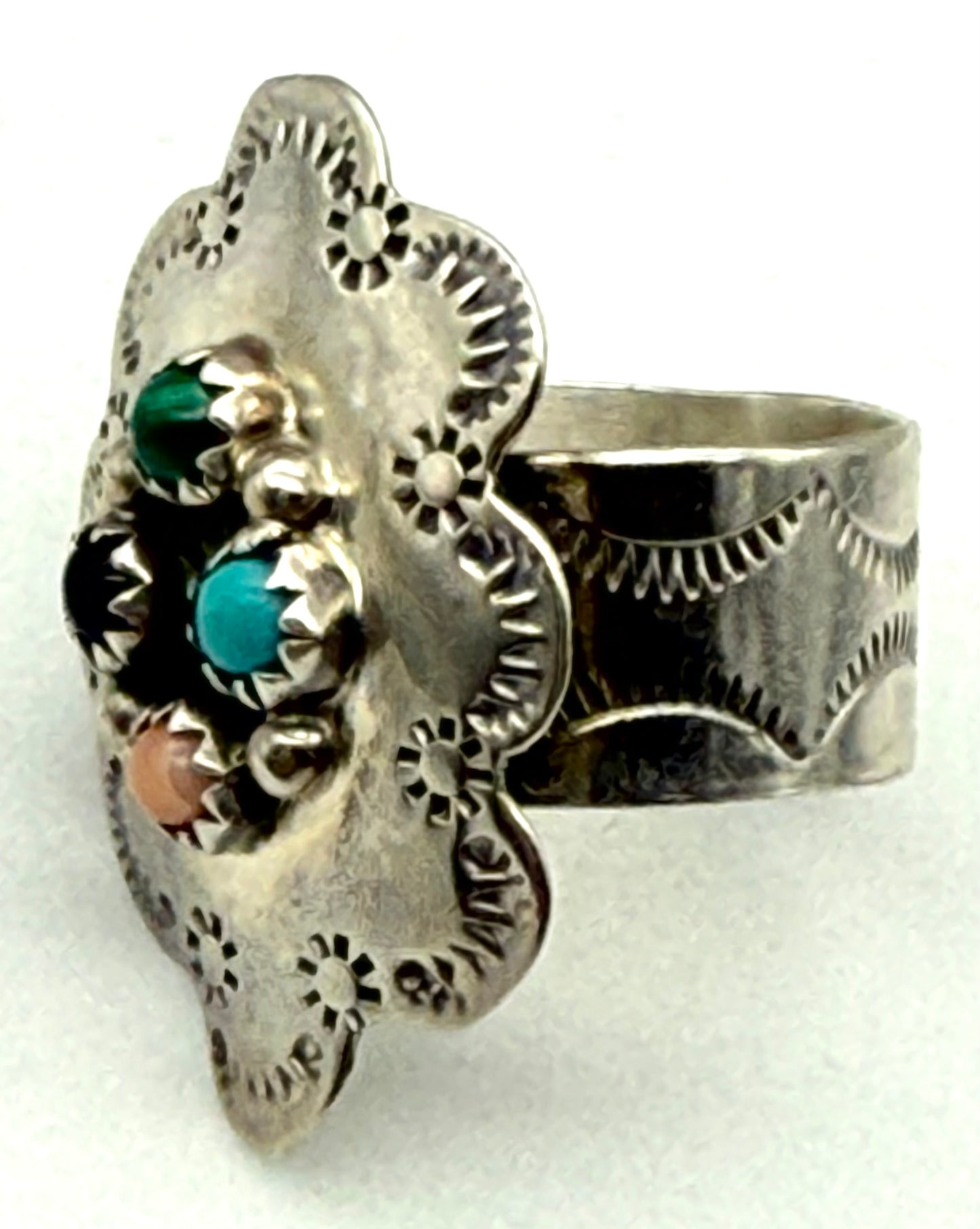 Vintage Sterling Silver American Native Navajo  S. SKEETS Ring Size #7