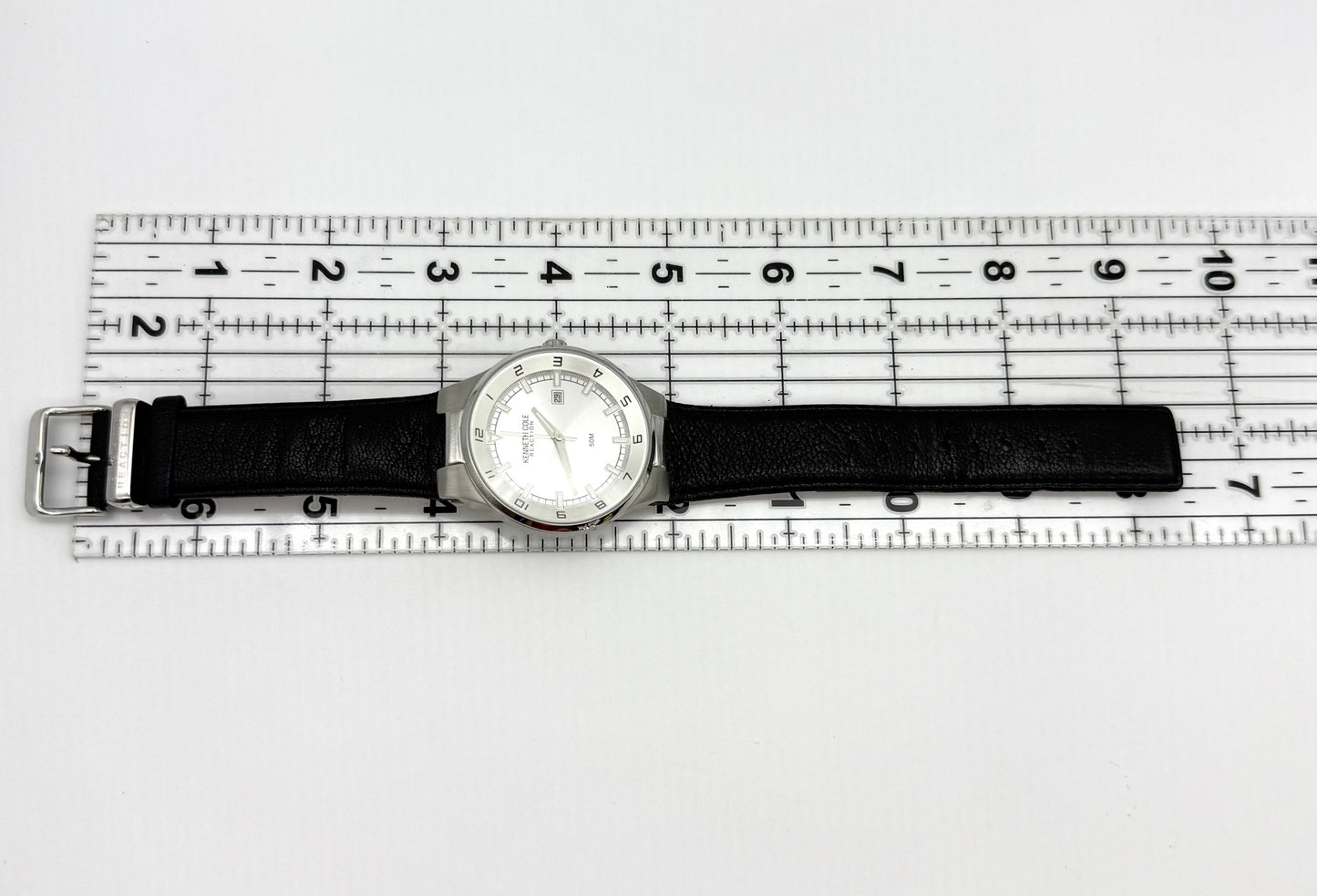 Kenneth Cole Reaction Watch, 41mm size case, 8.5in leather band