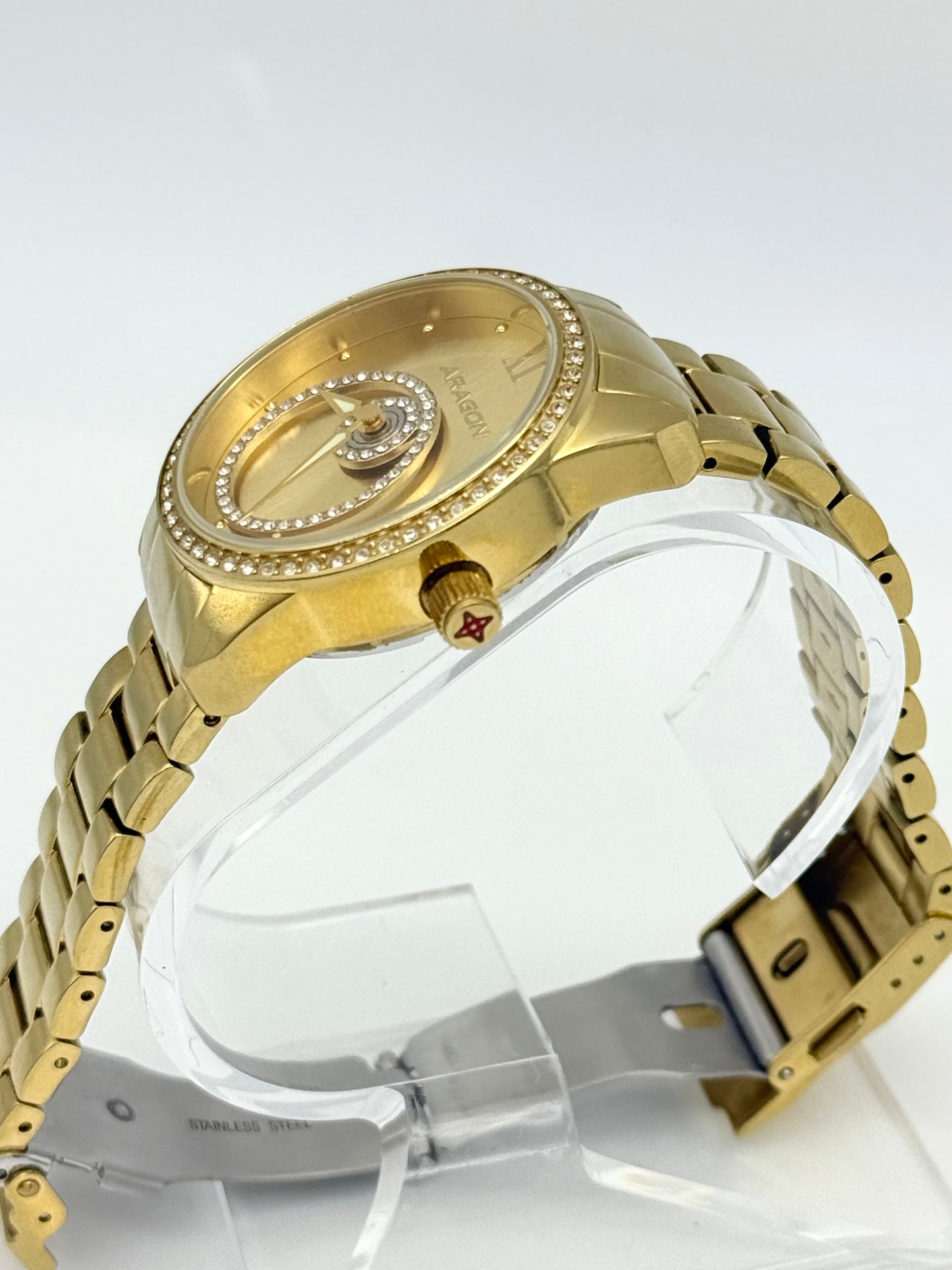 Aragon Starhalo Crystal Swarovski watch, 37mm size case, 6.5in size wrist bracelet