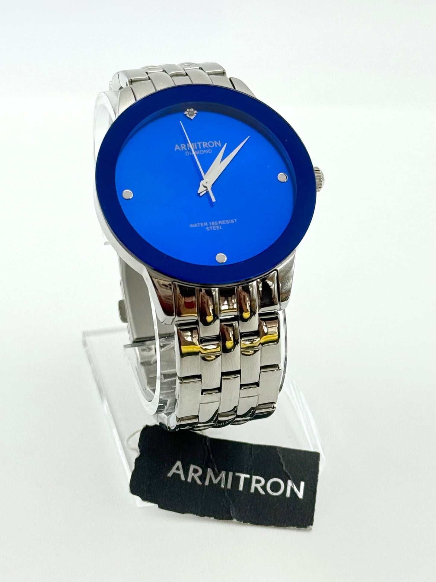 Armitron blue dial watch,42mm size case, 7in size wrist bracelet