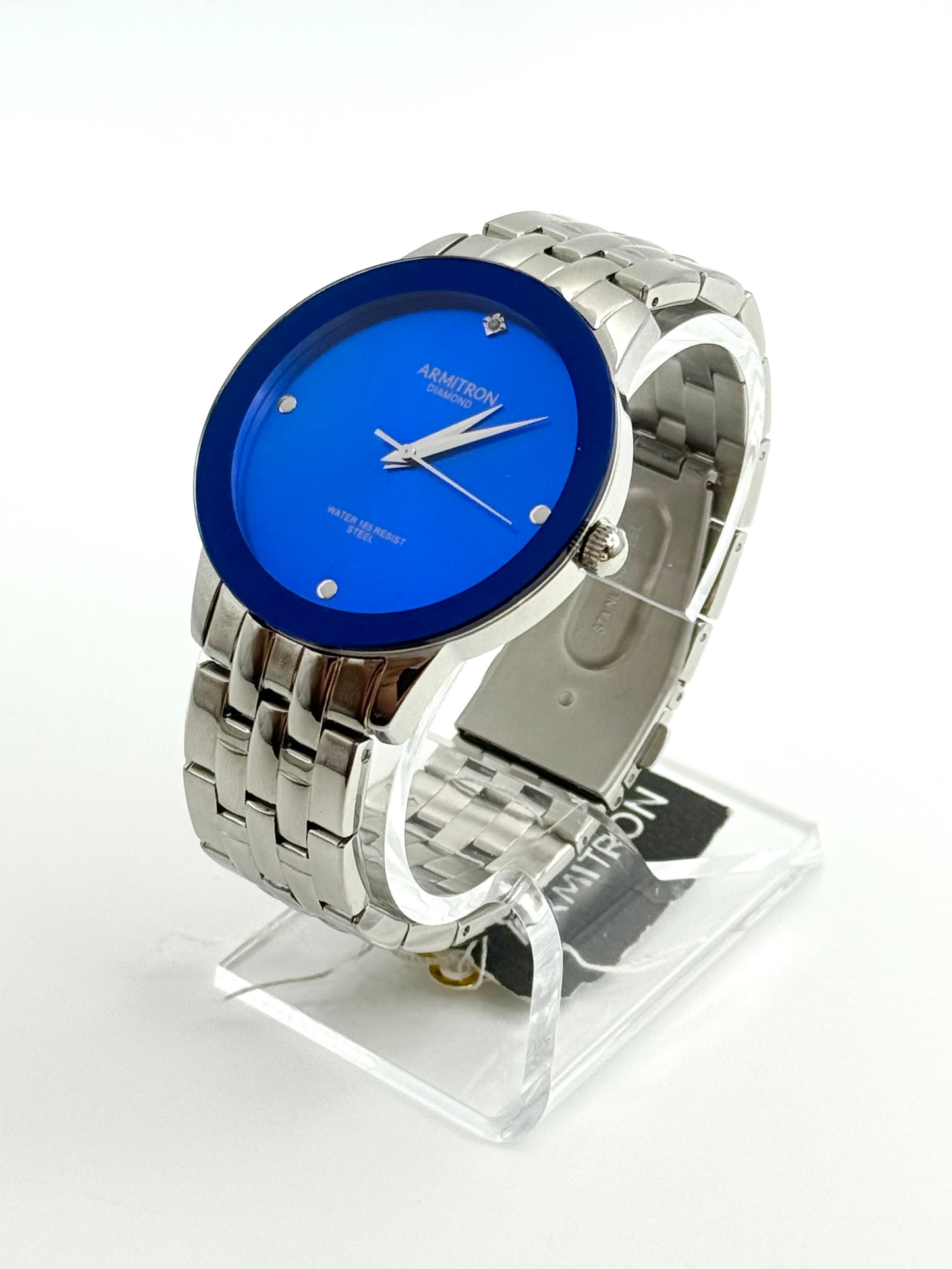 Armitron blue dial watch,42mm size case, 7in size wrist bracelet