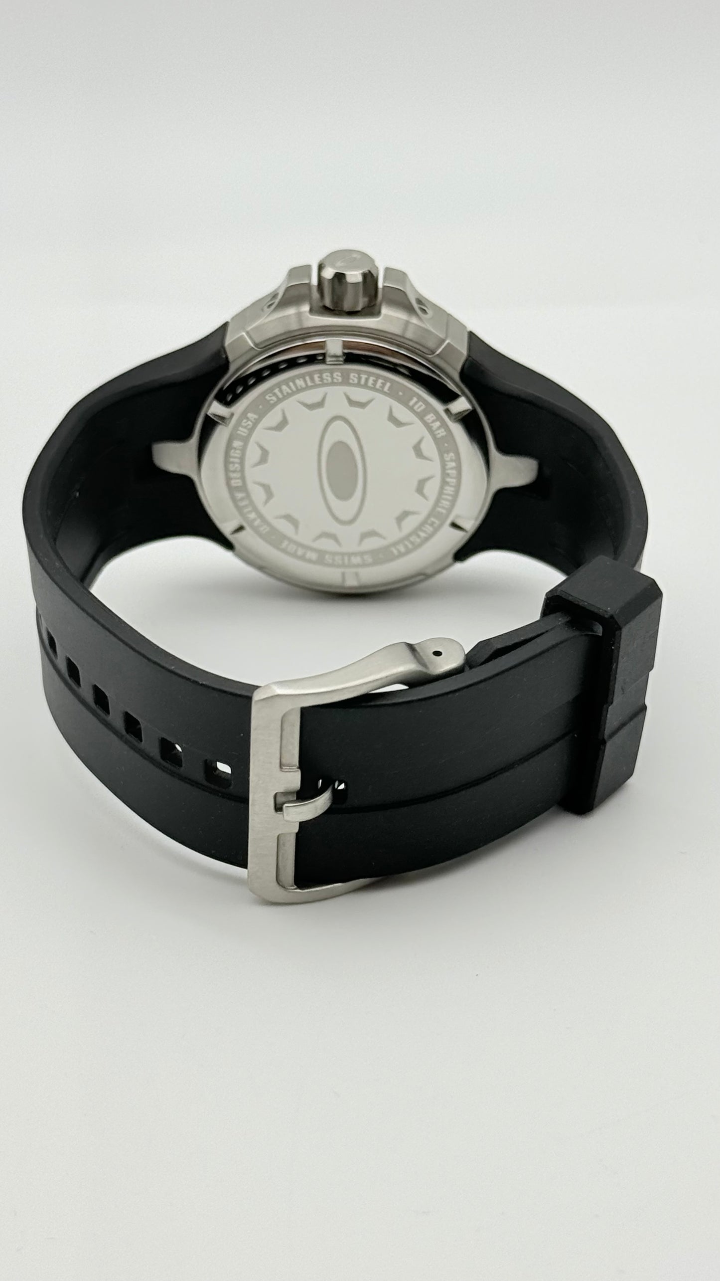 Oakley Bottlecap Red dial watch, 46mm size case, 8.5in unobtainium rubber band