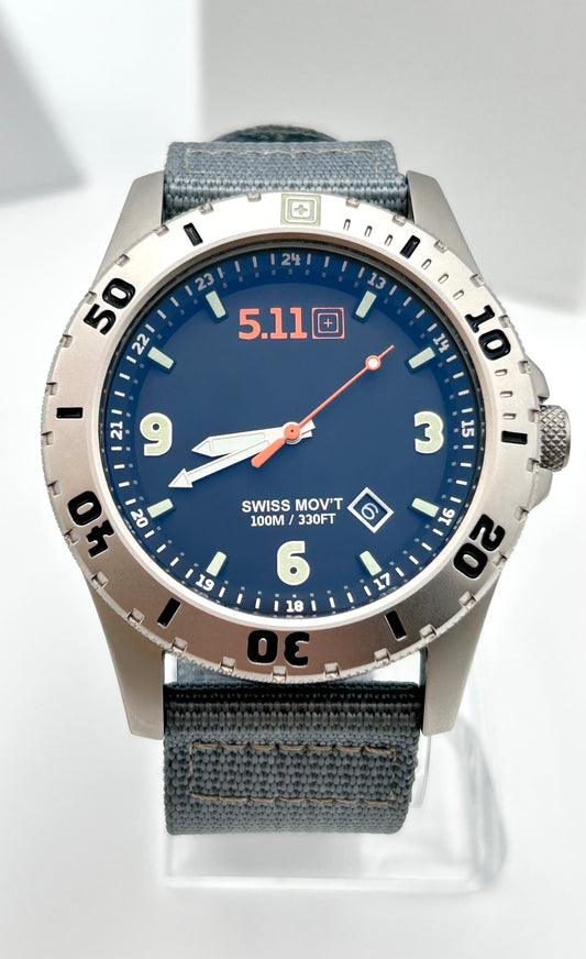5.11 Tactical watch, Swiss made, 46mm size case, 9in size wrist band