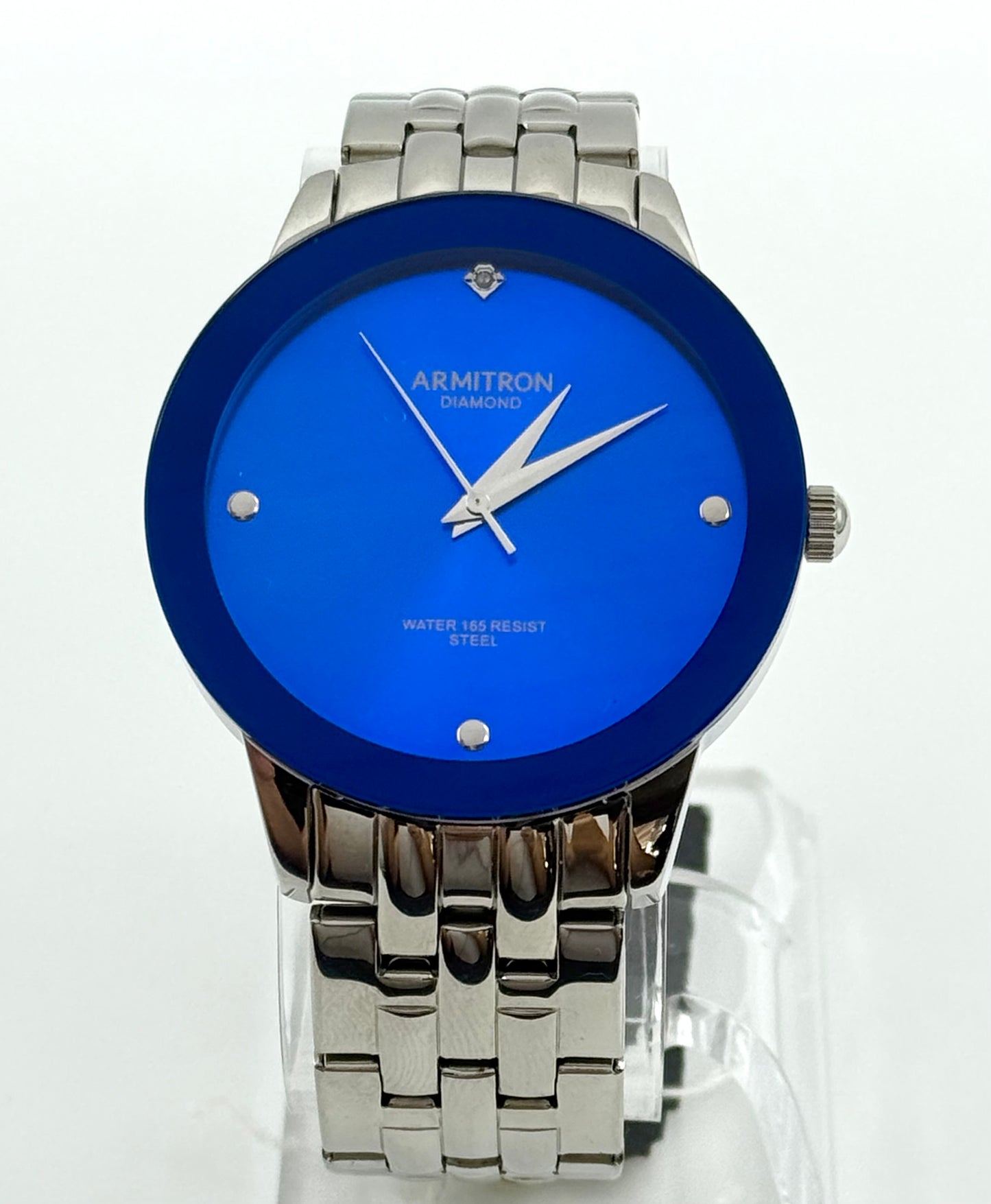 Armitron blue dial watch,42mm size case, 7in size wrist bracelet