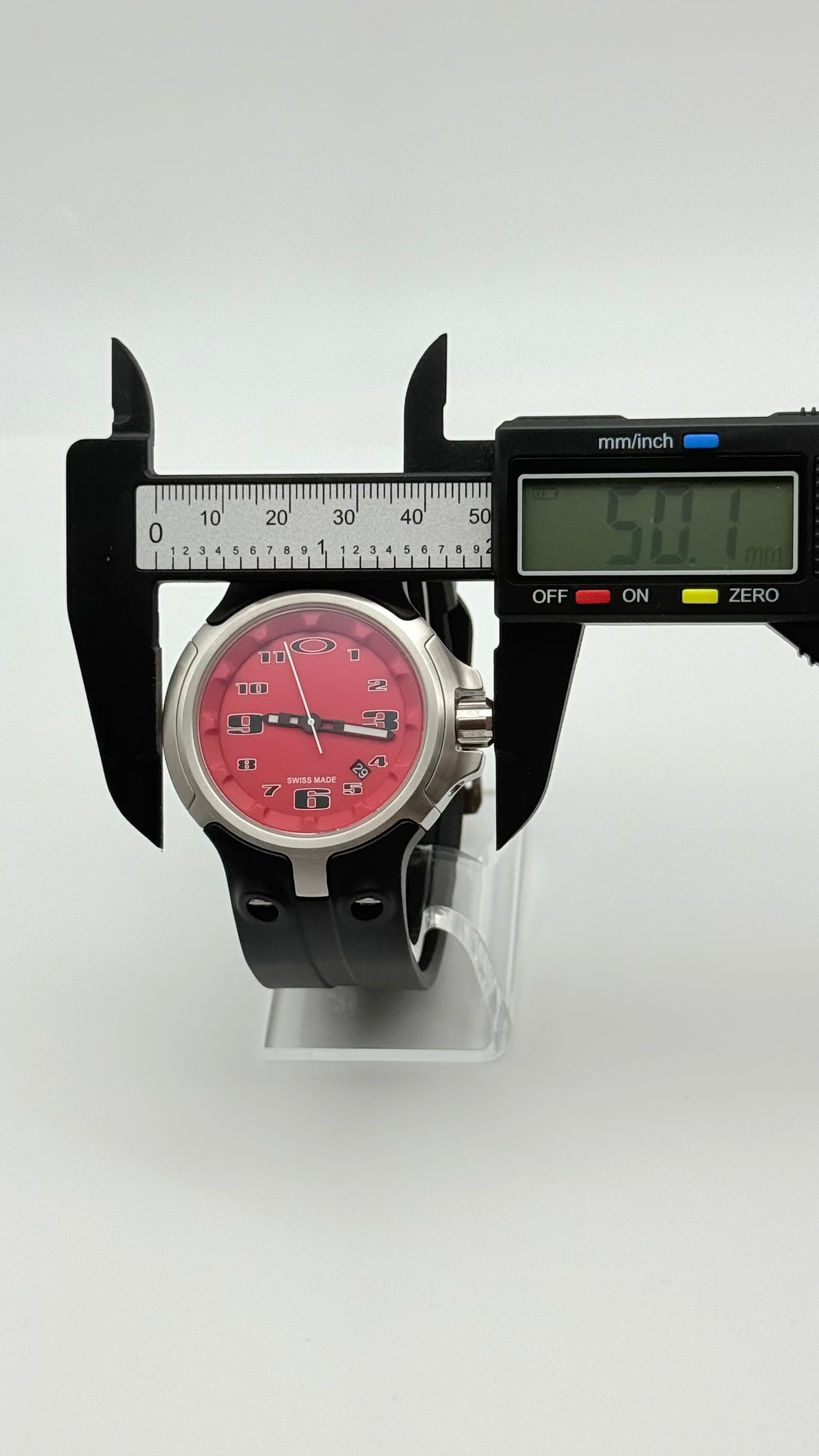 Oakley Bottlecap Red dial watch, 46mm size case, 8.5in unobtainium rubber band