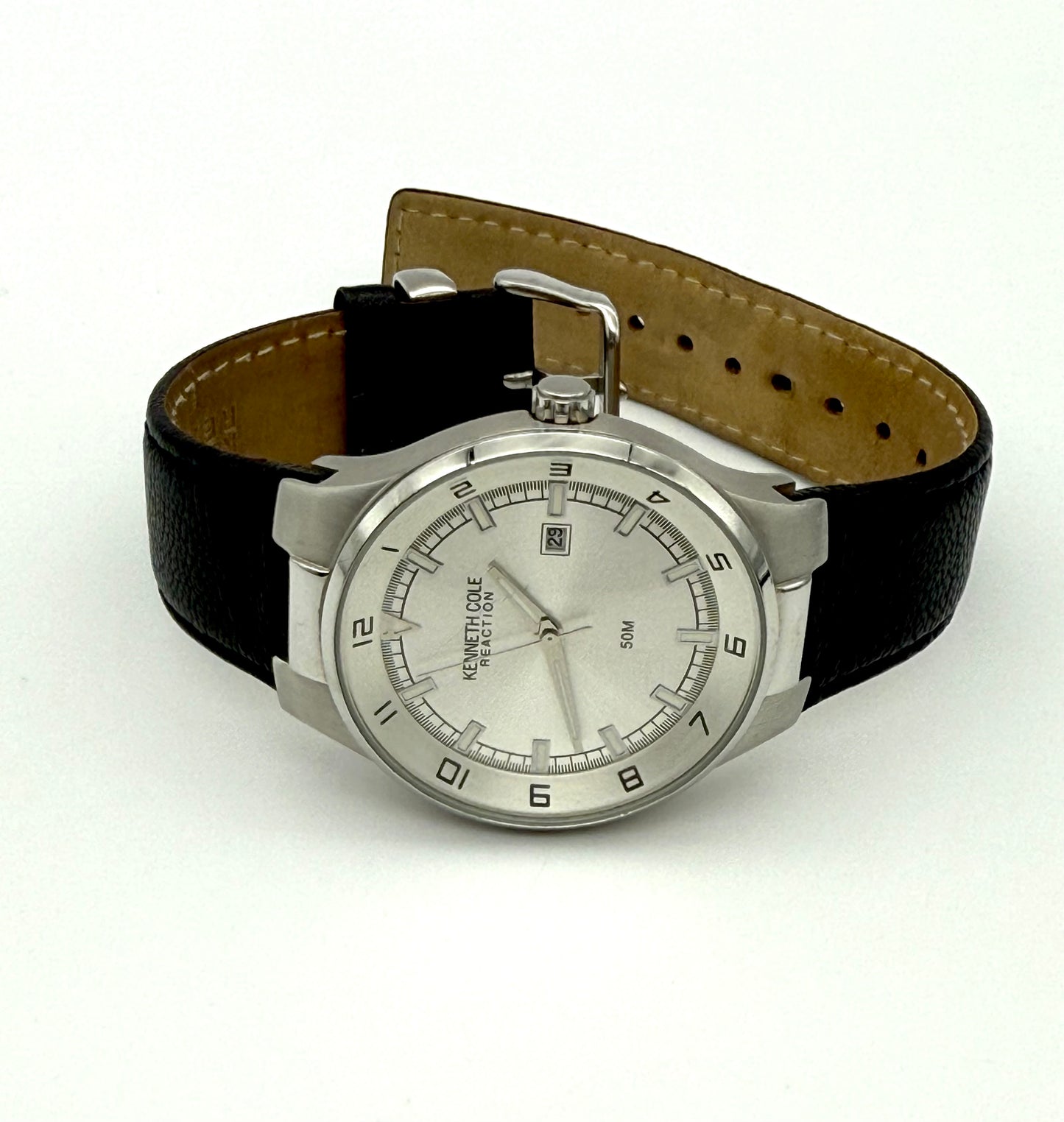 Kenneth Cole Reaction Watch, 41mm size case, 8.5in leather band