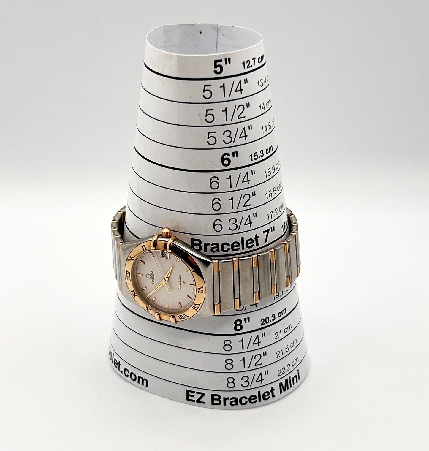 Vintage 1998 Omega Constellation 18k solid gold and stainless steel 39mm size case, 7.5in size wrist bracelet